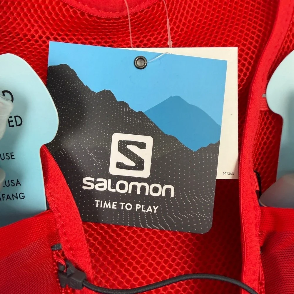 NEW Salomon ADV Hydra Vest 4 Hydration Running w/ 2 500ml Flasks Red Unisex L